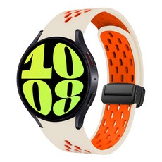 SPACE SHIELD 翼型D扣磁吸雙色網眼矽膠錶帶, 星光橘