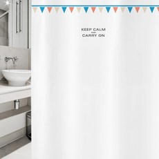 Soopool 浴簾 北歐風格浴簾 L 1800 x 1880 mm SC366 + 塑膠掛環12入 + 白色浴簾桿套組, 1套