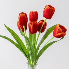 플라워트리 조화 튤립 7송이 꽃다발, 레드오렌지, 1개