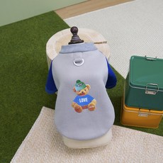 Coco studio 寵物秋冬胸背帶刷毛泰迪熊愛心大學T恤, 1個, 灰色