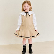 hejmini 女童蝴蝶結學院風翻領洋裝