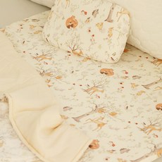 HIYOKO BABY 兒童用軟Q矽膠床墊 + 莫代爾床包套組, 森林小鹿