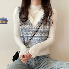 德芙洛商務 女款法式V領層次感圖案背心