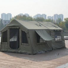 휴고 에어텐트 글램핑 대형 감성 사계절텐트 울트라맥스 16, 아미그린, 12인용