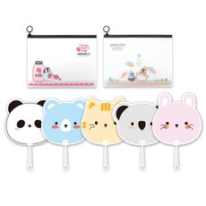 2Youngdesign 動物造型風扇 5入+透明收納袋 L號 2入, 隨機發貨（拉鍊袋）, 1套