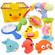 Oz Toy花蟹籃子釣魚洗澡玩具 BA1332, 混色