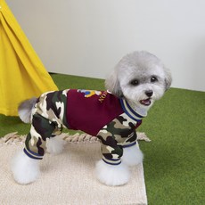 CooPets 狗狗卡通迷彩連身衣, 酒紅色, 1個