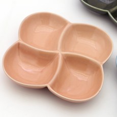 Dalsogeum 韓國製陶瓷亮面四葉草4格分隔盤, 桃色, 1個