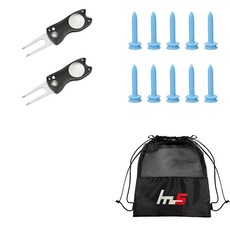 NAYASTYLE 高爾夫果嶺叉修補器 2入 + PE 高爾夫短球梯 10入 + 收納袋套組 GFYP-41-5+170-3PU, 混合色