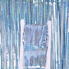 Market A 亮面派對裝飾銀箔流蘇簾 1 x 1 m, 天藍色, 3個
