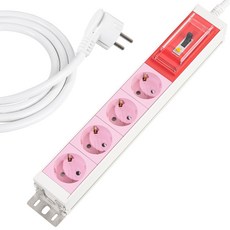 스윗홈 뉴잇 국산 고용량 알루미늄 컬러 누전차단 납작 멀티탭 4구, 라이트핑크, 1개, 1.5m