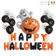 MINITTINE 簡約萬聖節南瓜拉旗居家派對套組, 混合色, 1套