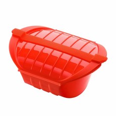 LeKue 白金矽膠蒸煮鍋 XL 耐熱度 -60~220度C 容量約1L 適用洗碗機, 26cm, 紅色, 1個