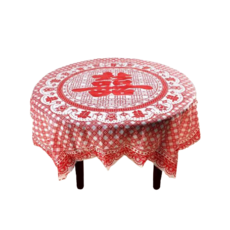 囍事紅格子桌布巾 180*180cm, 1個, 1件