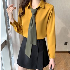 POPLAR NC 領結立領長袖襯衫