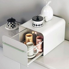 Dapeonam 隱藏式滑軌廚房整理收納盒, 白色, 1個