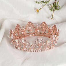 Lunaglam 童話公主裝飾珠寶自助婚紗皇冠 WC824, 玫瑰金, 1個