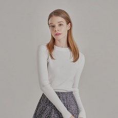 Gembling 女款修身彈力針織圓領羅紋長袖T恤