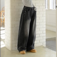 수비진 여성용 숏 빈티지 사이드 폴딩 와이드 청바지 SP271-1