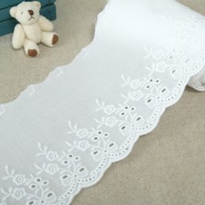 슈슈룸 면레이스 장미리본 1260cm, 화이트, 1개