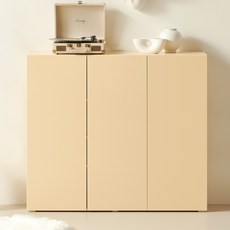 뉴모던 3단 키 높은 수납장 방문설치, 버터옐로우