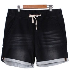 zeze 男性捲邊鬆緊帶牛仔短褲