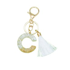 엠제이 이어폰 케이스 휴대폰 줄 알파벳 이니셜 태슬장식 키링, C, 1개