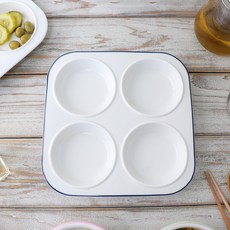 블룸엣홈 코발트 플레이팅 4칸 나눔접시, 화이트 + 코발트, 1개
