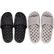 Saenghwalgongsik 雙人防滑浴室拖鞋組, 黑色+灰色, 1套