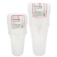 e.Life 塑膠杯 350ml 10入+蓋子 10入+塑膠杯 720ml 10入+蓋子 10入, 1組