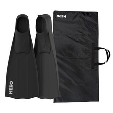 Yoitch Hero 自由潛水蛙鞋 + 專用袋套組, 黑色 + 單一顏色