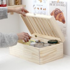 OLIVING 原木麵包盒藥盒整理盒, 單一顏色, 1個