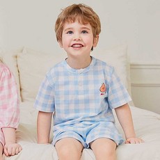 mollimelli friends 童款手繪塗鴉水果寬鬆感格紋長袖家居服+家居褲組