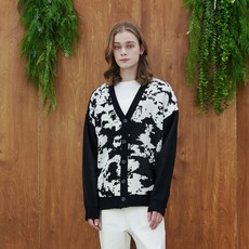 金九男士墨水提花針織開襟衫