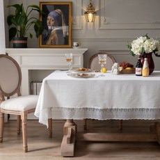 마켓에이 단색 커피 테이블보, 화이트, 140 x 180 cm, 1개