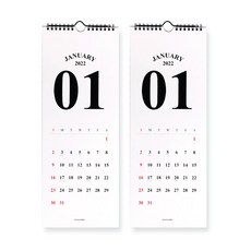 워너디스 2022 클래식 슬림 월 캘린더, 01 화이트, 2개