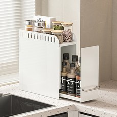 21C Trend Aster鐵製滑動式多功能廚房置物架, 1個, 白色