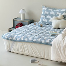 FRAMBOISE Kling Rabbit 兒童純棉固定鬆緊帶鋪棉防水墊, 鈴鐺藍, 1個