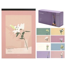 PINKFOOT Flomance 信紙本 + Flomance 橫式信封 8款 x 12p 套組, 隨機出貨(信紙), 混合顏色(信封), 1套