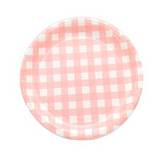 格紋免洗盤 粉紅色 18公分, 6入, 3組
