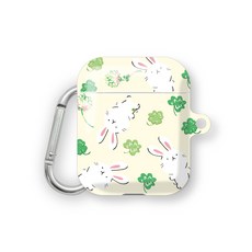 프루그나 토끼풀 에어팟 하드케이스 + 카라비너, 토끼풀 패턴, 1개