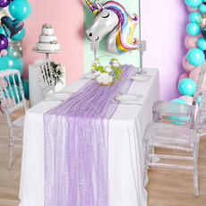 Second Best 華麗閃亮亮片派對桌布, 30 x 275 cm, 1個, 紫色
