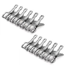 The Flow多功能不鏽鋼襪子洗衣夾雙層中型, 銀色, 12個