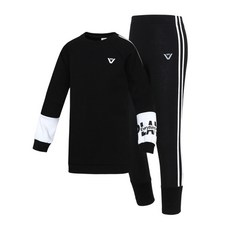 KISPO 女童印花袖圓領長袖T恤+運動長褲