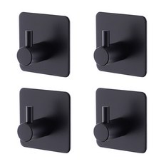 뮤템즈 접착식 스테인리스 사각 걸쇠 후크, 블랙, 4개