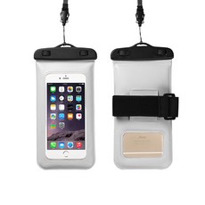 臂帶兩用智慧型手機防水袋, 白色, 1個