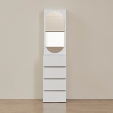 코니A 라운드 거울 수납 틈새화장대 방문설치, 화이트