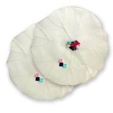 happytool 苧麻拼布餐桌罩 象牙白, 2個