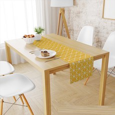 세이프탑 가정용 예쁜 테이블러너, 03 노란색 격자, 30 x 240 cm, 1개