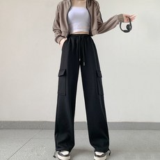 THE SYRUP 女性兩穿式工裝束口運動寬褲 B